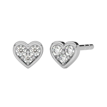 CLARA 925 Sterling Silver Heart Studs Earrings Gift for Kids Girls