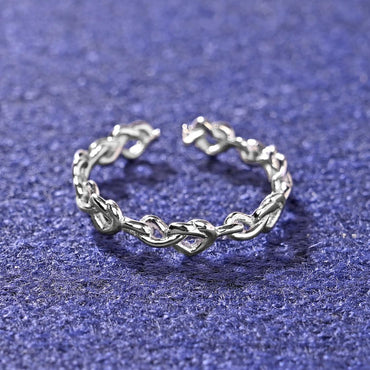 CLARA Pure 925 Sterling Silver Knotted Heart Finger Ring 