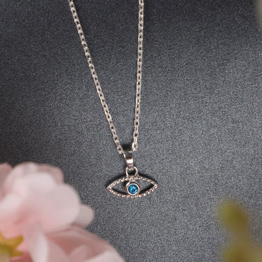 CLARA 925 Sterling Silver Evil Eye Bella Pendant Chain Necklace 