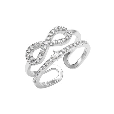 Silver Talia Double Banded studded Infinity Ring