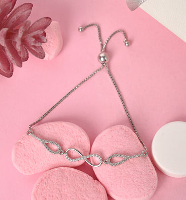 CLARA 925 Pure Silver Stone Infinity Hand Bracelet