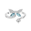 CLARA 925 Sterling Silver Butterfly Open Ring Size Adjustable, Rhodium Plated, Swiss Zirconia Gift for Women & Girls