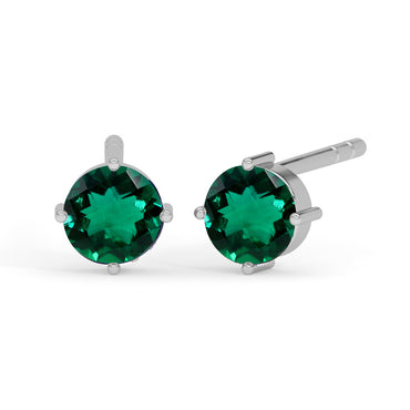 CLARA 925 Sterling Silver Dark Green Studs Earrings Gift for Kids Girls 