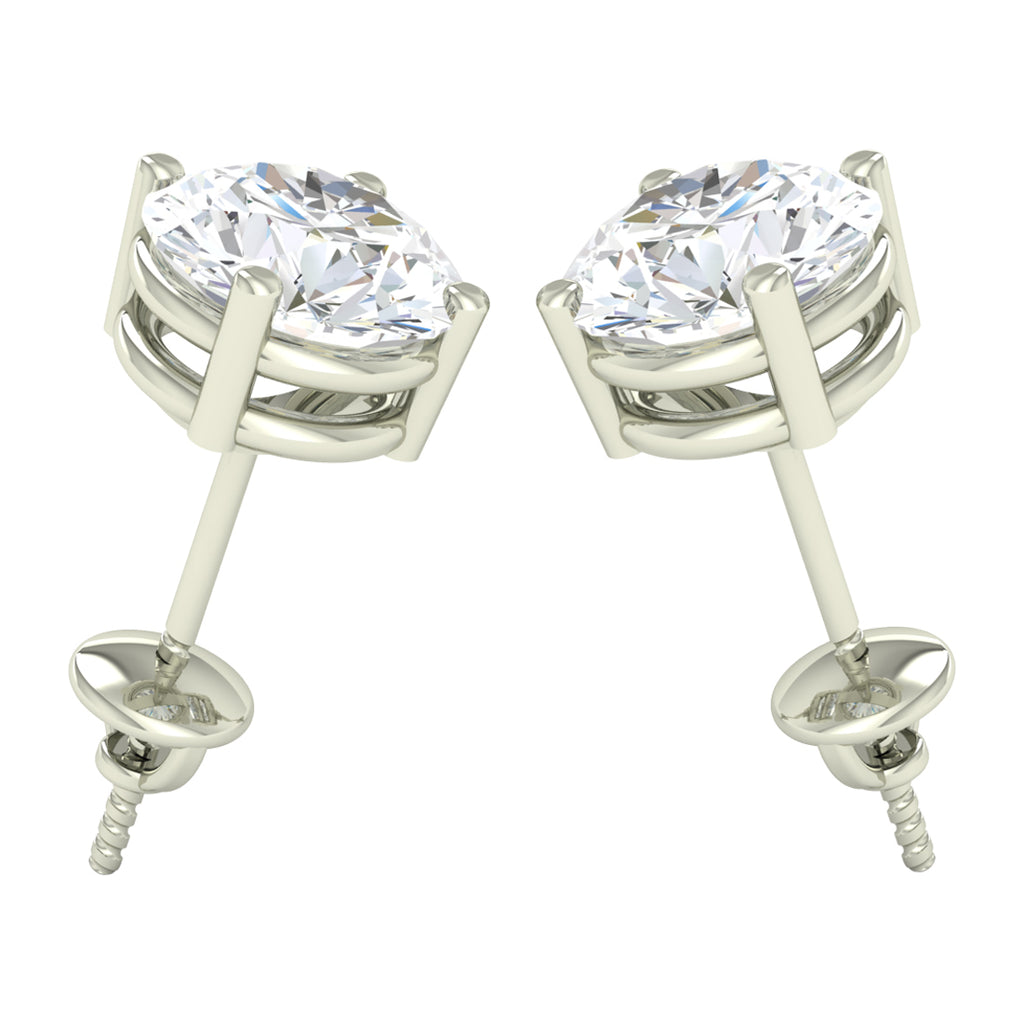 CLARA 925 Sterling Silver Swiss Zirconia 6.5 mm Earring With Screw Back Gift for Women and Girls