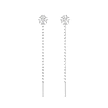 Silver Flower Sui Dhaga Threader Earrings