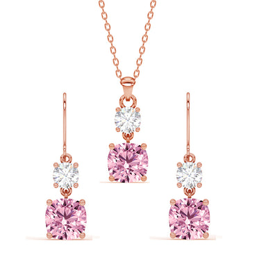 CLARA 925 Sterling Silver Rosa Pendant Earring Chain Jewellery Set 