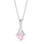 Silver Pink Solitaire Pendant Chain Necklace