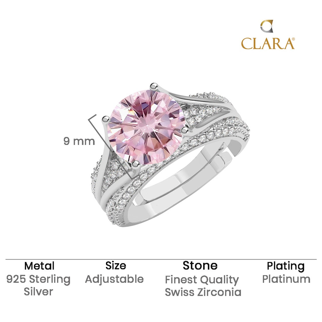Silver Tove Pink Solitaire Wedding Ring
