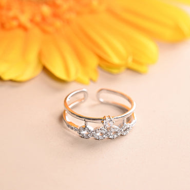 CLARA 925 Sterling Silver Size Adjustable Melba Double Banded Infinity Ring 