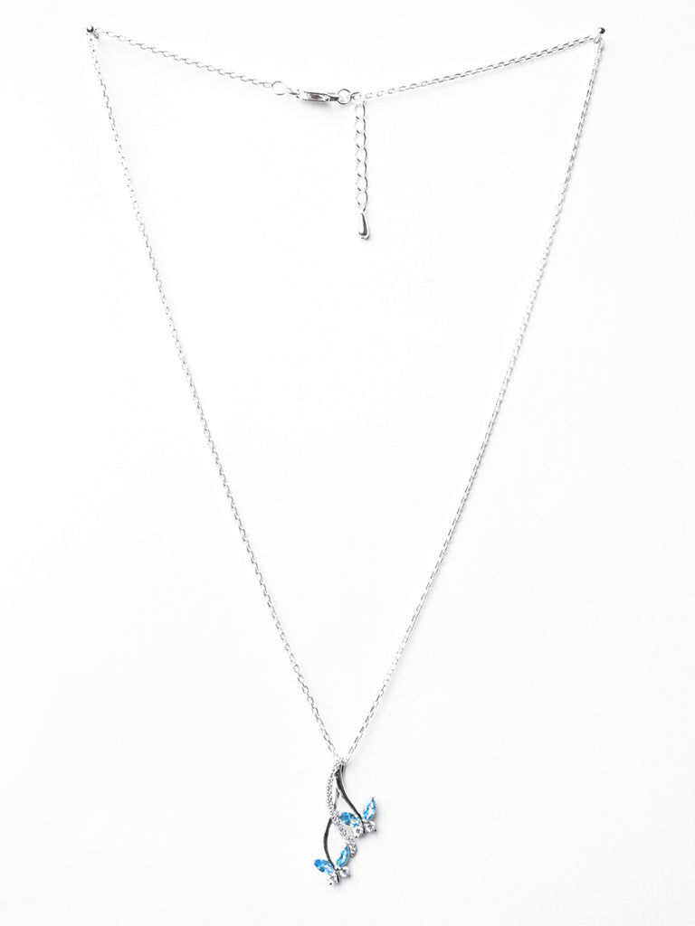 CLARA 925 Sterling Silver Butterfly Pendant Chain Necklace 
