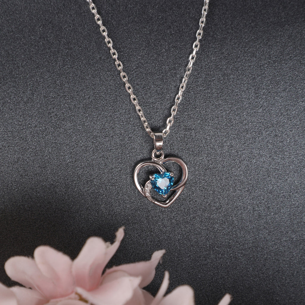 CLARA 925 Sterling Silver Heart Pendant Chain Necklace 