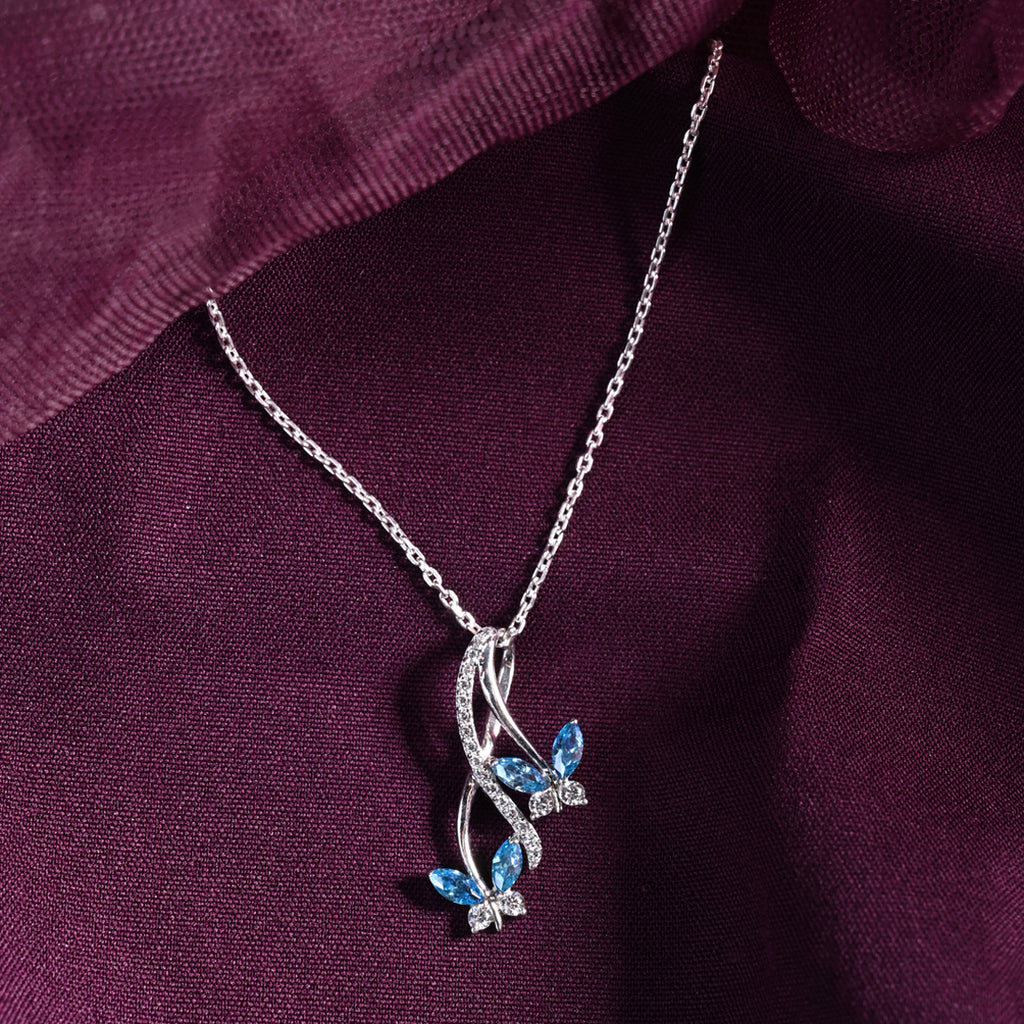CLARA 925 Sterling Silver Butterfly Pendant Chain Necklace 