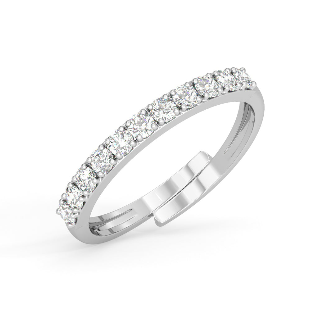 CLARA Pure 925 Sterling Silver Minimal Classic Finger Ring with Adjustable Band 