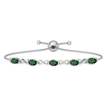 CLARA 925 Pure Silver Green Infinity Hand Bracelet