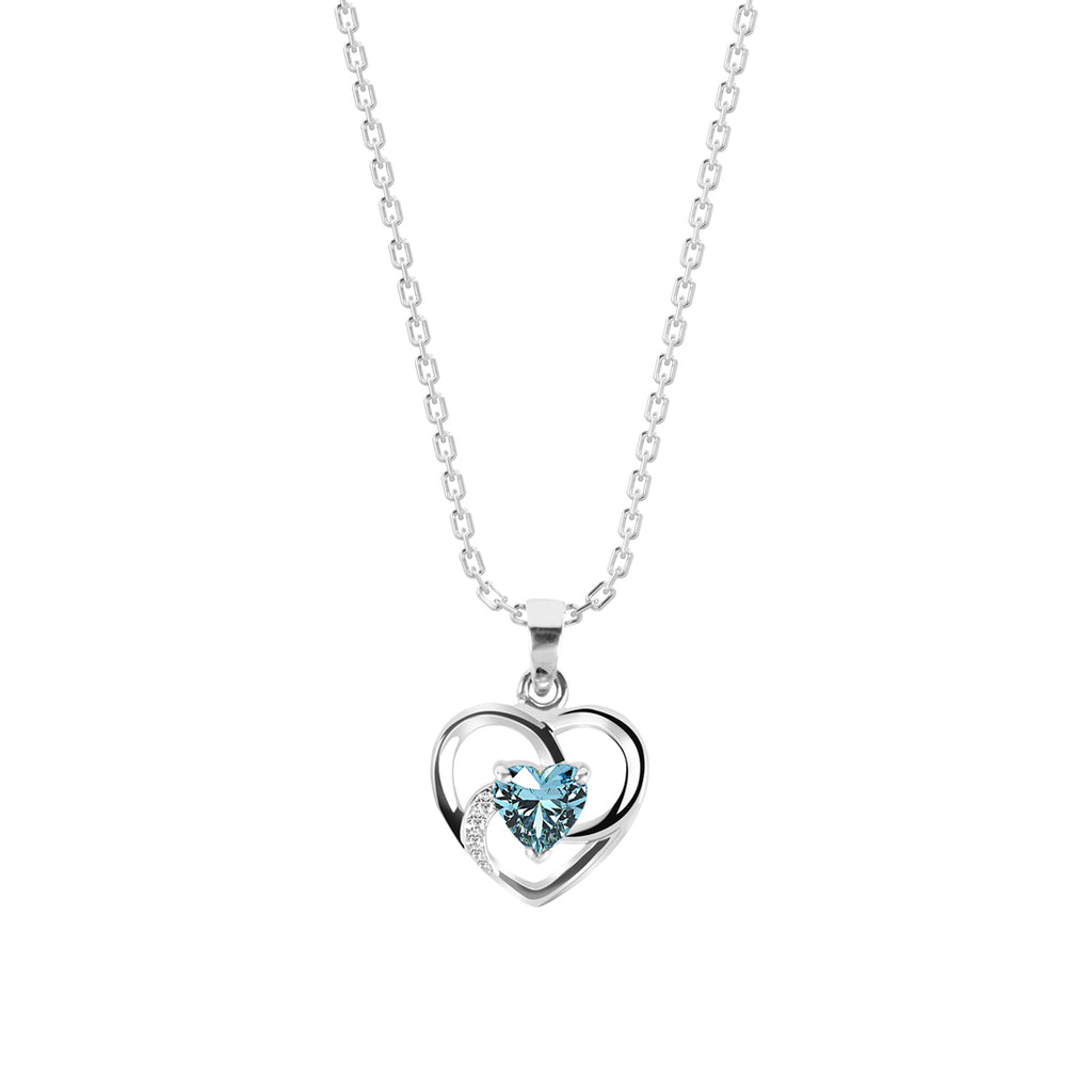 CLARA 925 Sterling Silver Heart Pendant Chain Necklace 