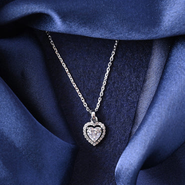 Silver Zilvia Heart Solitaire Pendant Chain 