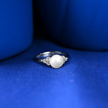 Silver Jiana Real Pearl Size Adjustable Ring