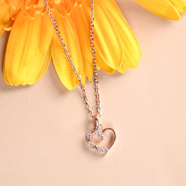 Silver Valentine Heart Pendant Chain  