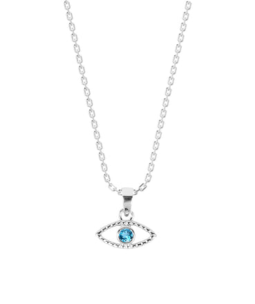 CLARA 925 Sterling Silver Evil Eye Bella Pendant Chain Necklace 