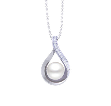 Clara 92.5 Sterling Silver Real Pearl Pendant with Chain Gift for Women and Girls