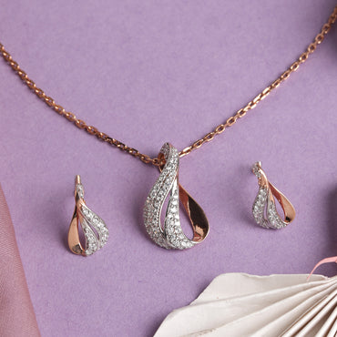 CLARA 925 Sterling Silver Agda Pendant Earring Chain Jewellery Set 