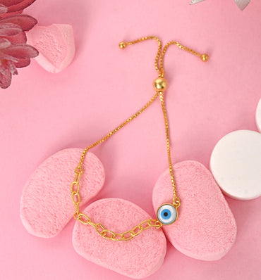 CLARA 925 Pure Silver Golden Evil Eye Hand Bracelet