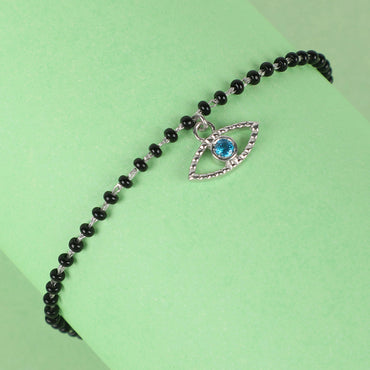 CLARA 925 Sterling Silver Evil Eye Bella Hand Mangalsutra Bracelet