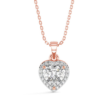 CLARA 925 Sterling Silver Heart Solitaire Pendant Chain Necklace 