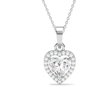 Silver Zilvia Heart Solitaire Pendant Chain